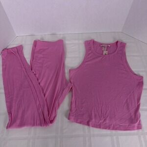 NWT-Victoria Secret Women's ribbed modal tank and pants set, pink. Size Small